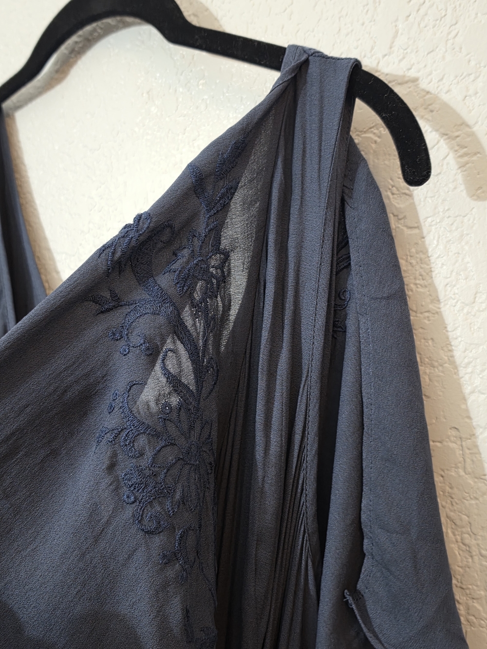 Free People Fiona Maxi Wrap Dress In Midnight Blue Womens Small Embroidered - Picture 7 of 16